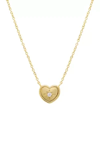 Gold Plated Heart Cubic Zirconia Necklace