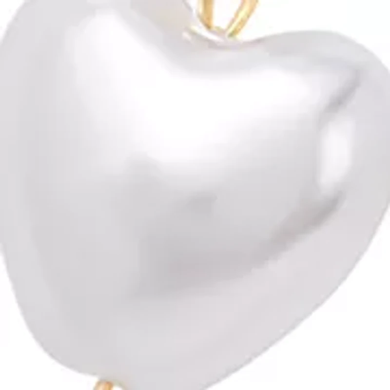 White Heart Beaded Station Necklace