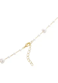 White Heart Beaded Station Necklace