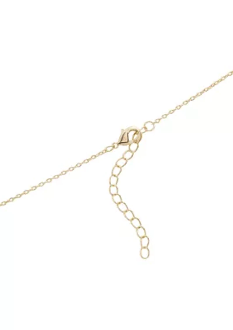 Fancy Round Cubic Zirconia Gold Plated Pendant Necklace