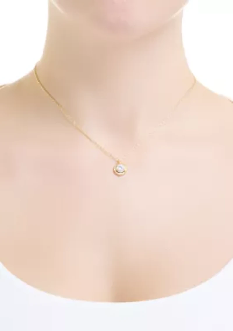 Fancy Round Cubic Zirconia Gold Plated Pendant Necklace