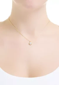 Fancy Round Cubic Zirconia Gold Plated Pendant Necklace