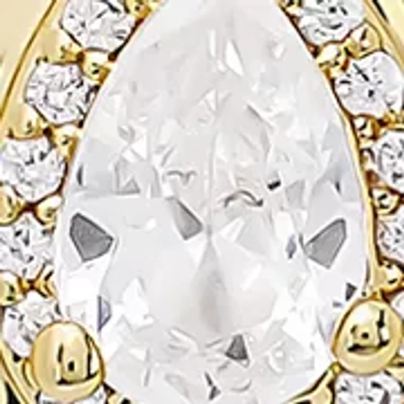 Fancy Teardrop Cubic Zirconia Pendant Gold Plated Necklace