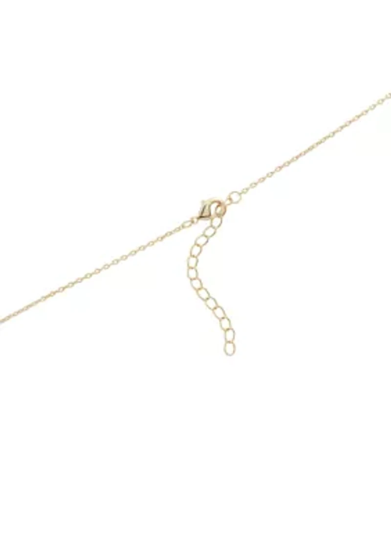 Fancy Teardrop Cubic Zirconia Pendant Gold Plated Necklace