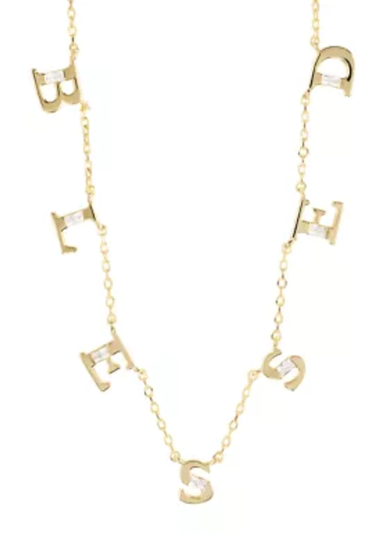 Gold Plated Cubic Zirconia 'Blessed' Necklace