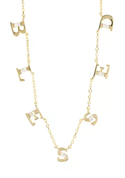 Gold Plated Cubic Zirconia 'Blessed' Necklace