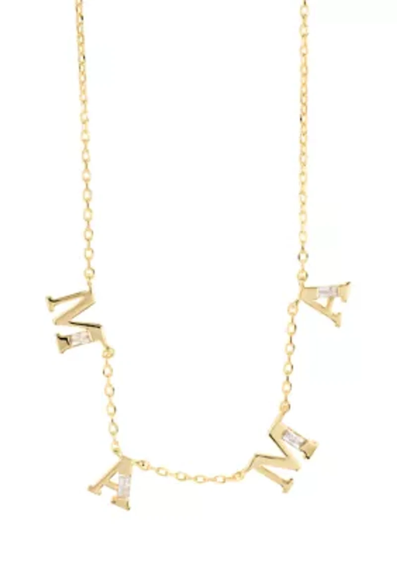 Gold Plated Cubic Zirconia 'Mama' Necklace