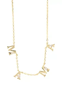 Gold Plated Cubic Zirconia 'Mama' Necklace