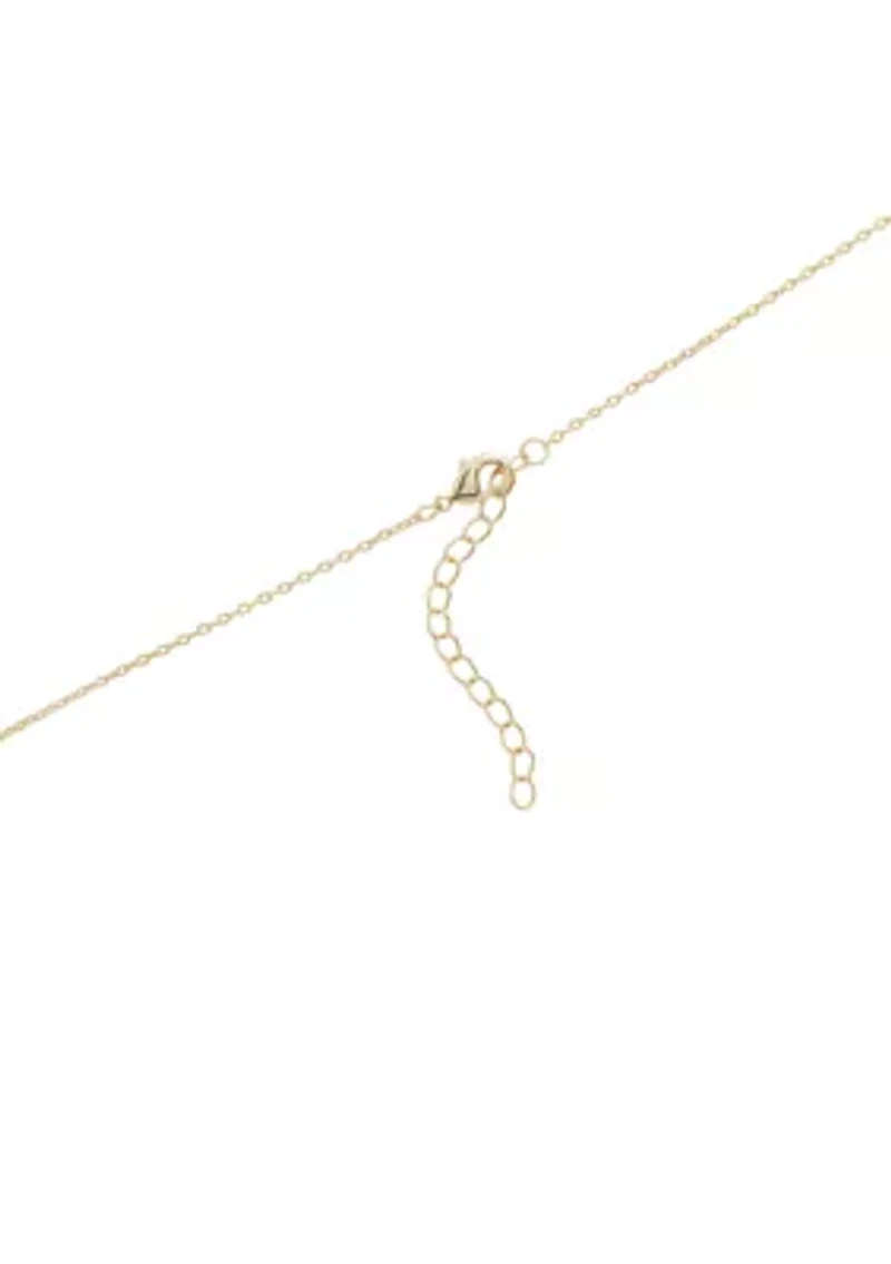 Cubic Zirconia Heart and Cross Gold Plated Necklace