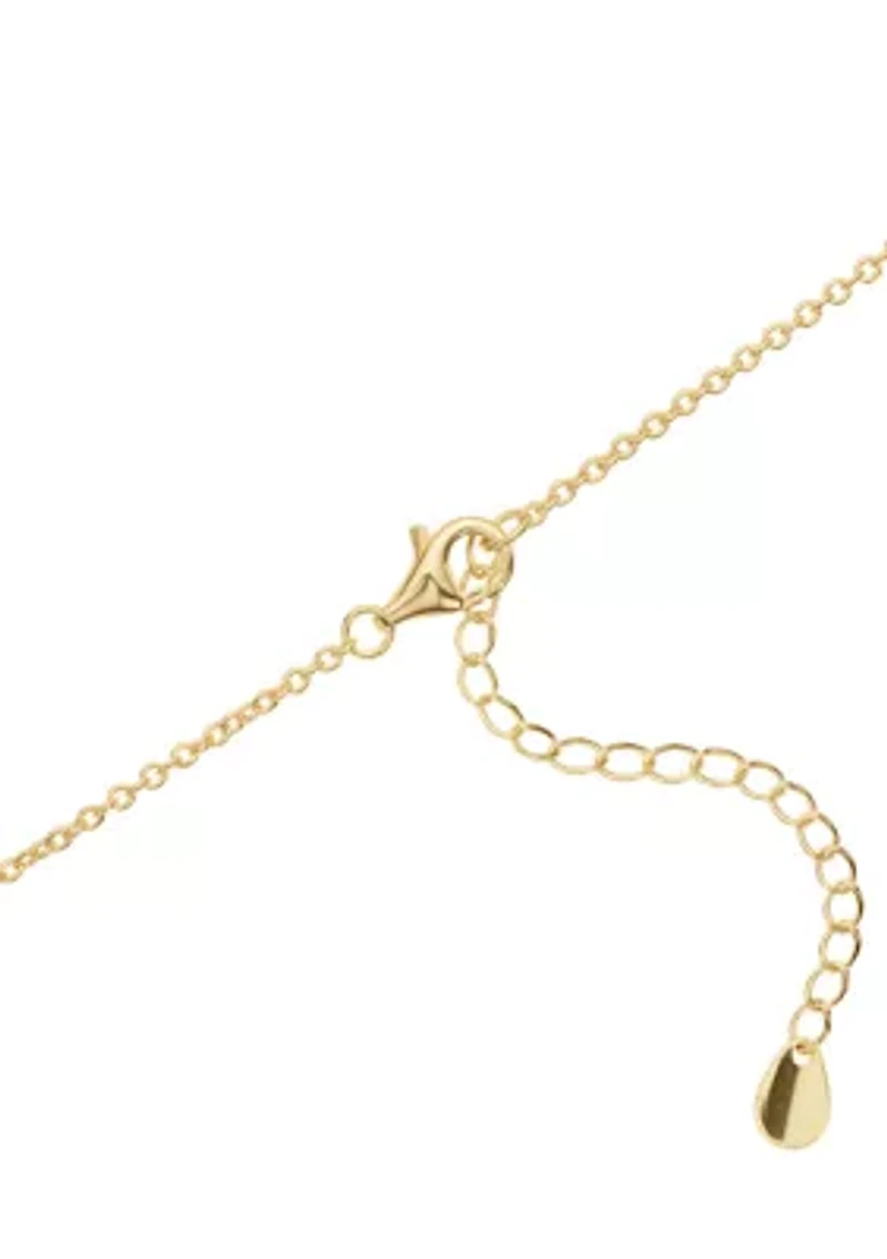 Gold Plated Rectangle Pendant Necklace