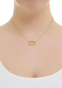 Gold Plated Rectangle Pendant Necklace