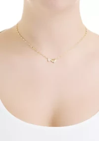 Cubic Zirconia Double Heart Gold Plated Necklace