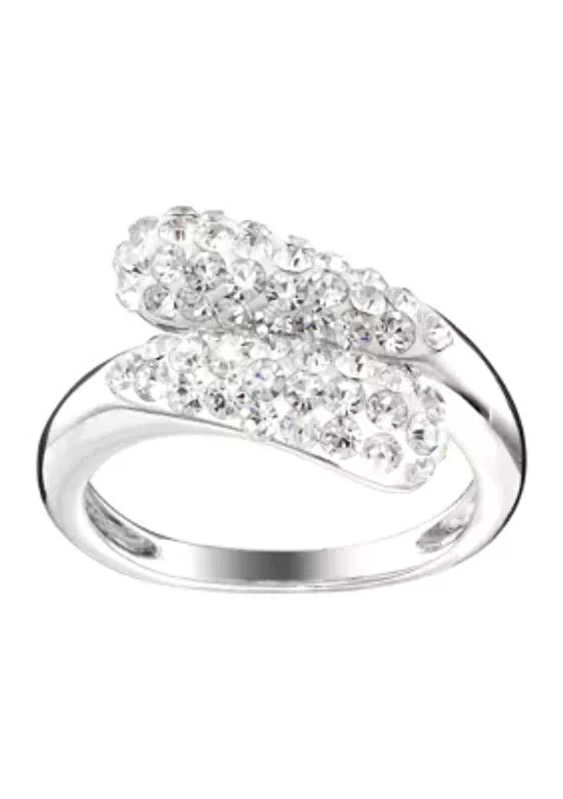 Silver Plated Crystal Bypass Ring
