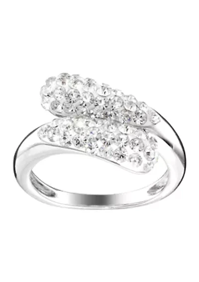 Silver Plated Crystal Bypass Ring