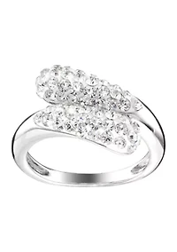 Silver Plated Crystal Bypass Ring