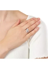 Silver Plated Crystal Bypass Ring