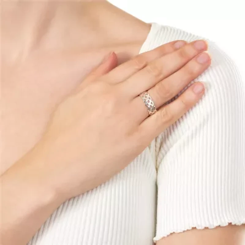 Siver Plated 7mm Thick Braided Ring