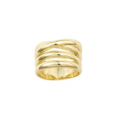 Gold Over Fine Silver Plated Layered Statement Ring Size 8