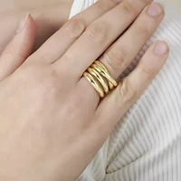 Gold Over Fine Silver Plated Layered Statement Ring Size 8