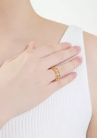 Plated Cubic Zirconia Floral Band Ring