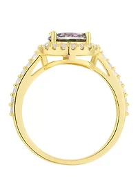 Gold Plated Mystic Cubic Zirconia Halo Ring