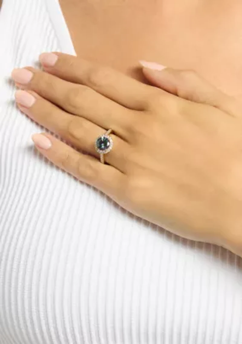 Gold Plated Mystic Cubic Zirconia Halo Ring