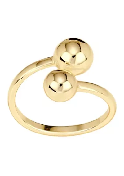 Gold Plated Double Ball Bypass Ring