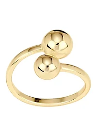 Gold Plated Double Ball Bypass Ring
