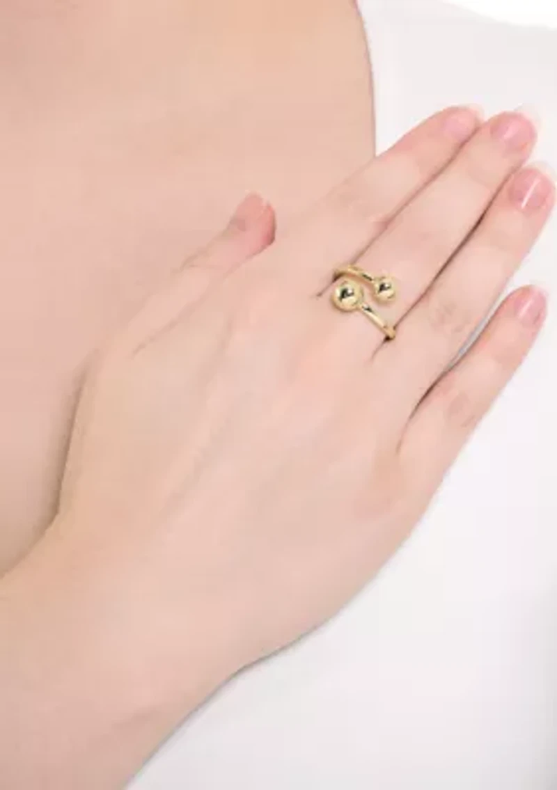Gold Plated Double Ball Bypass Ring