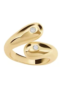 Gold Plated Cubic Zirconia Water Droplet Bypass Ring