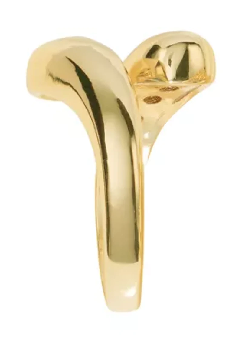 Gold Plated Cubic Zirconia Water Droplet Bypass Ring