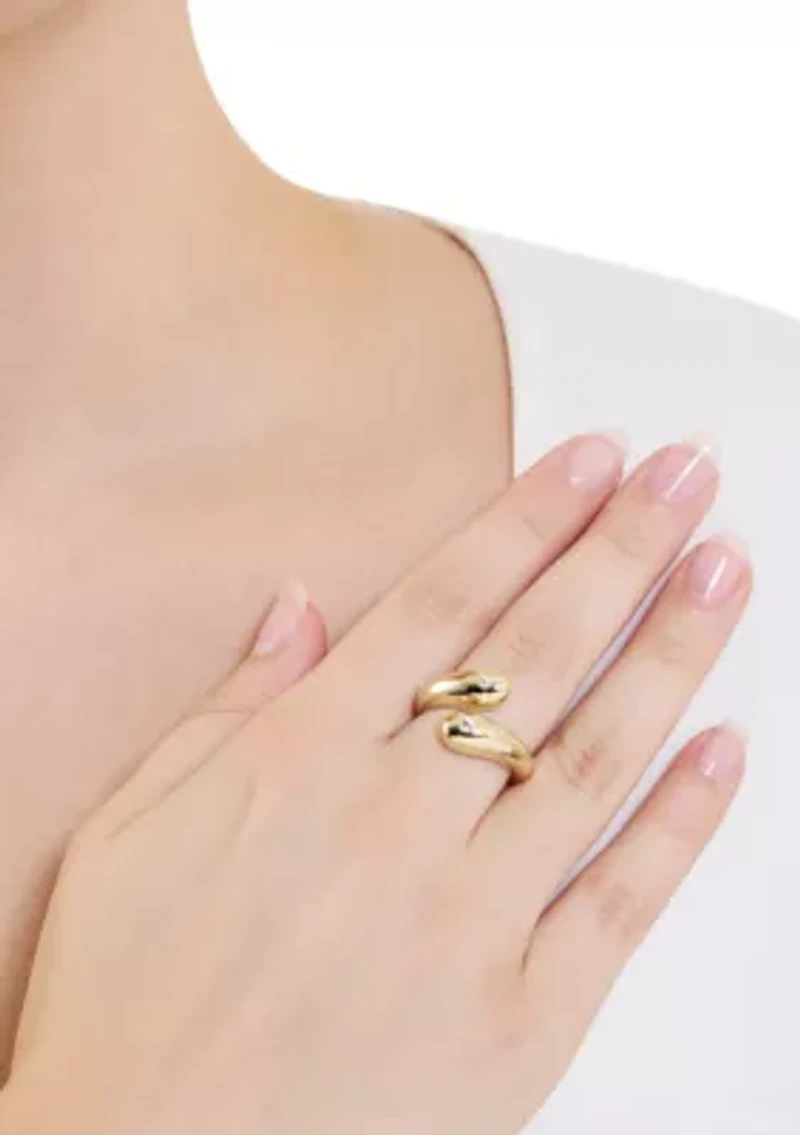 Gold Plated Cubic Zirconia Water Droplet Bypass Ring
