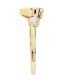  Open Heart Gold Plated Cubic Zirconia Ring 