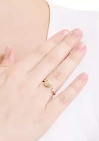  Open Heart Gold Plated Cubic Zirconia Ring 