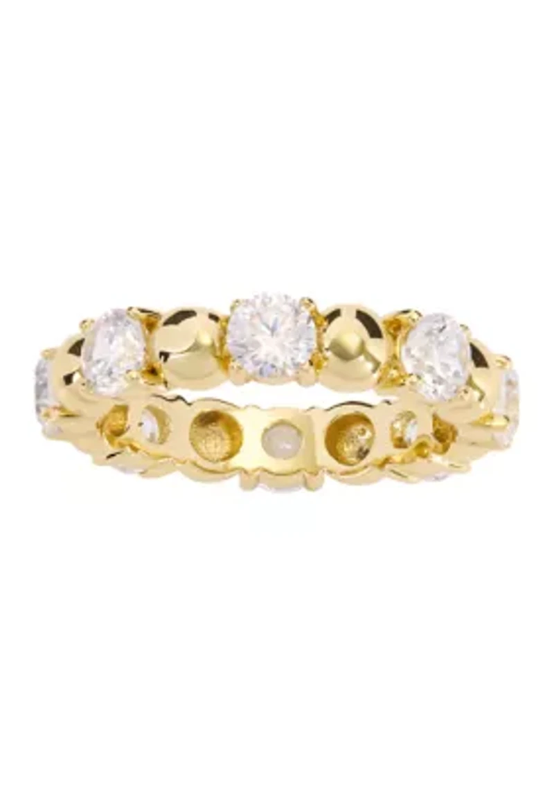 Gold Plated Cubic Zirconia Stackable Band Ring