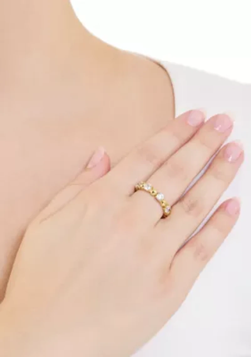 Gold Plated Cubic Zirconia Stackable Band Ring