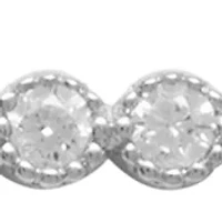 Boxed Sterling Silver 16" Cubic Zirconia Pavé Bar Necklace and 4 Millimeter Stud Earrings Set