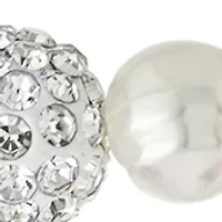 Boxed Sterling Silver 16" + 2" Freshwater Pearl with Crystals Necklace and Stud Earrings Set