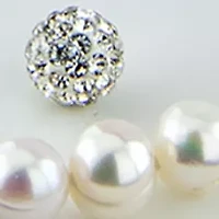 Boxed Sterling Silver 16" + 2" Freshwater Pearl with Crystals Necklace and Stud Earrings Set