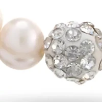 Sterling Silver Crystal Stud Earrings and Pearl Necklace Boxed Set