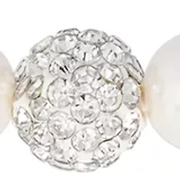 Sterling Silver 7mm Simulated Pearl and Crystal Fireball Necklace and Stud Earring Set
