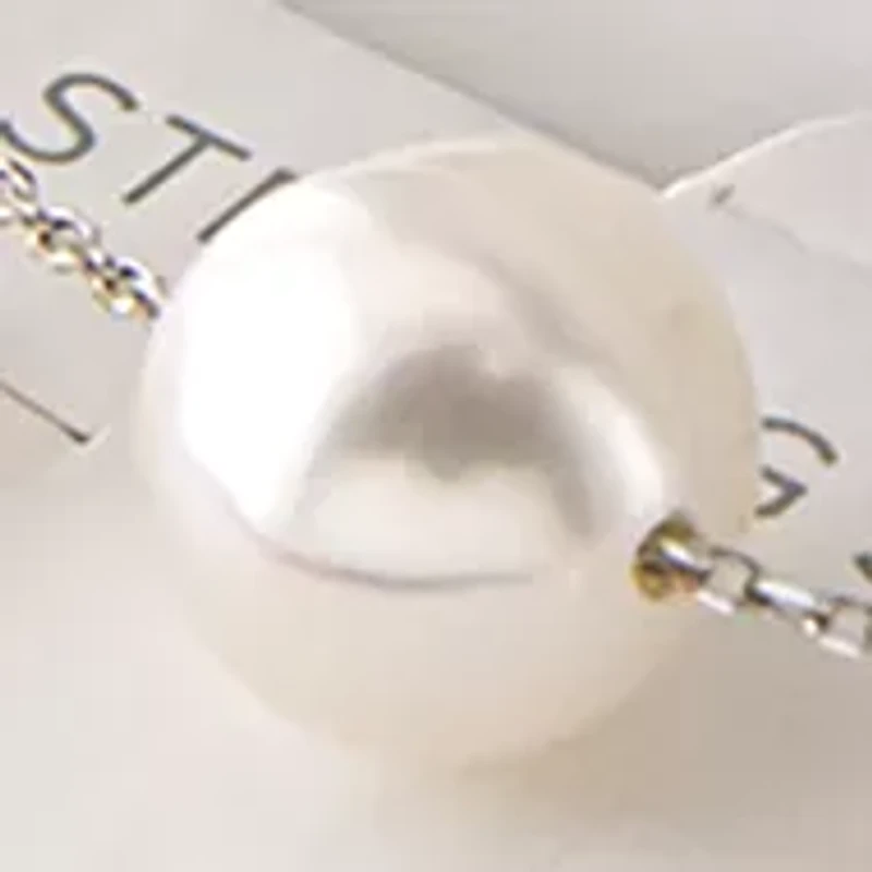 Boxed Sterling Silver 18" 10mm Freshwater Pearl Necklace and Stud Earrings Set