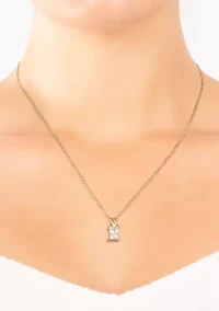 Boxed Gold Over Sterling Silver 18 Inch Emerald Cut Cubic Zirconia Necklace and Stud Earring Set
