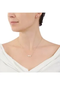 Sterling Silver 16 + 2" Freshwater Pearl Horizontal Necklace and Stud Earrings Set - Boxed