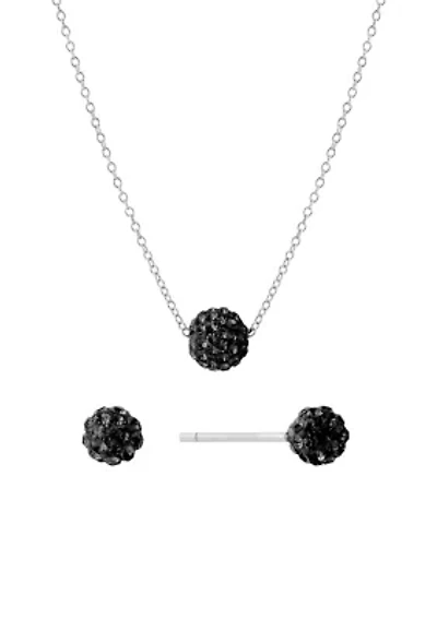 Boxed Crystal Ball Necklace and Stud Earring Set