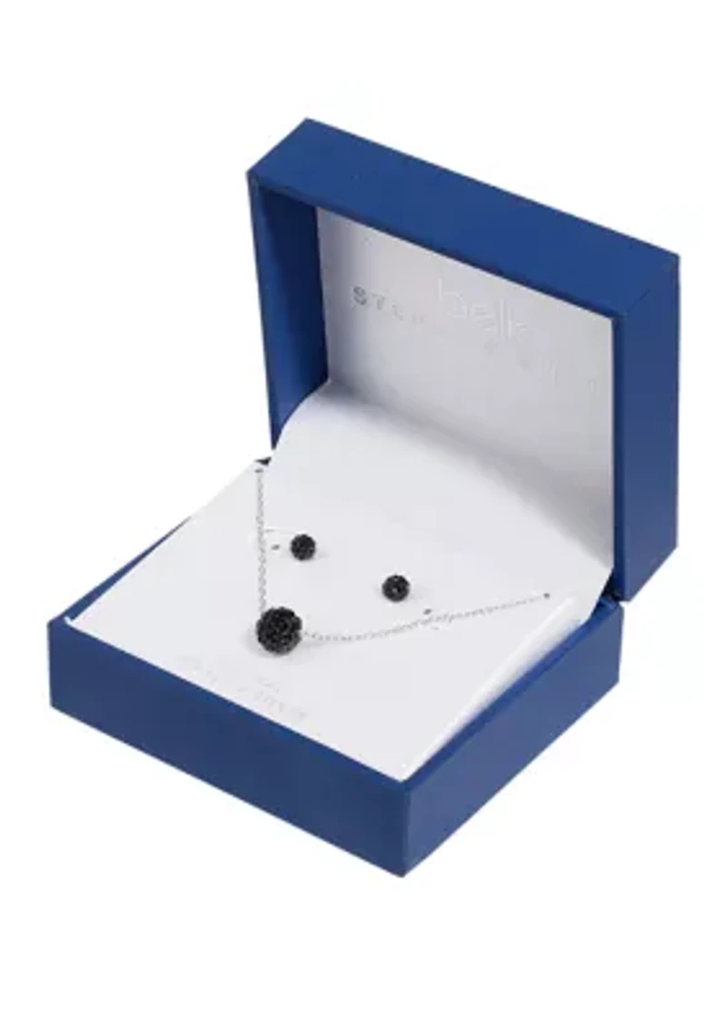 Boxed Crystal Ball Necklace and Stud Earring Set
