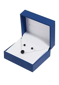 Boxed Crystal Ball Necklace and Stud Earring Set