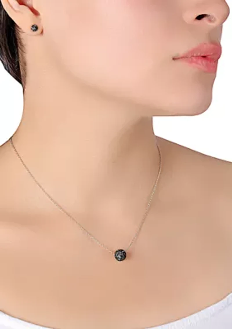 Boxed Crystal Ball Necklace and Stud Earring Set