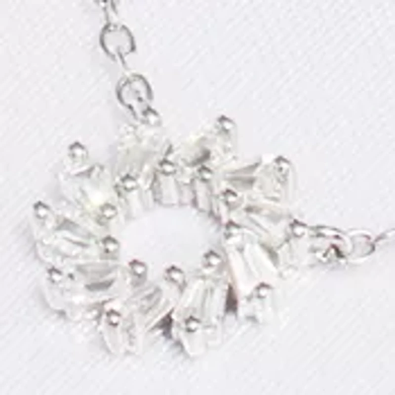 Boxed Sterling Silver Cubic Zirconia Open Circle Necklace and Stud Earring Set