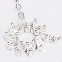 Boxed Sterling Silver Cubic Zirconia Open Circle Necklace and Stud Earring Set